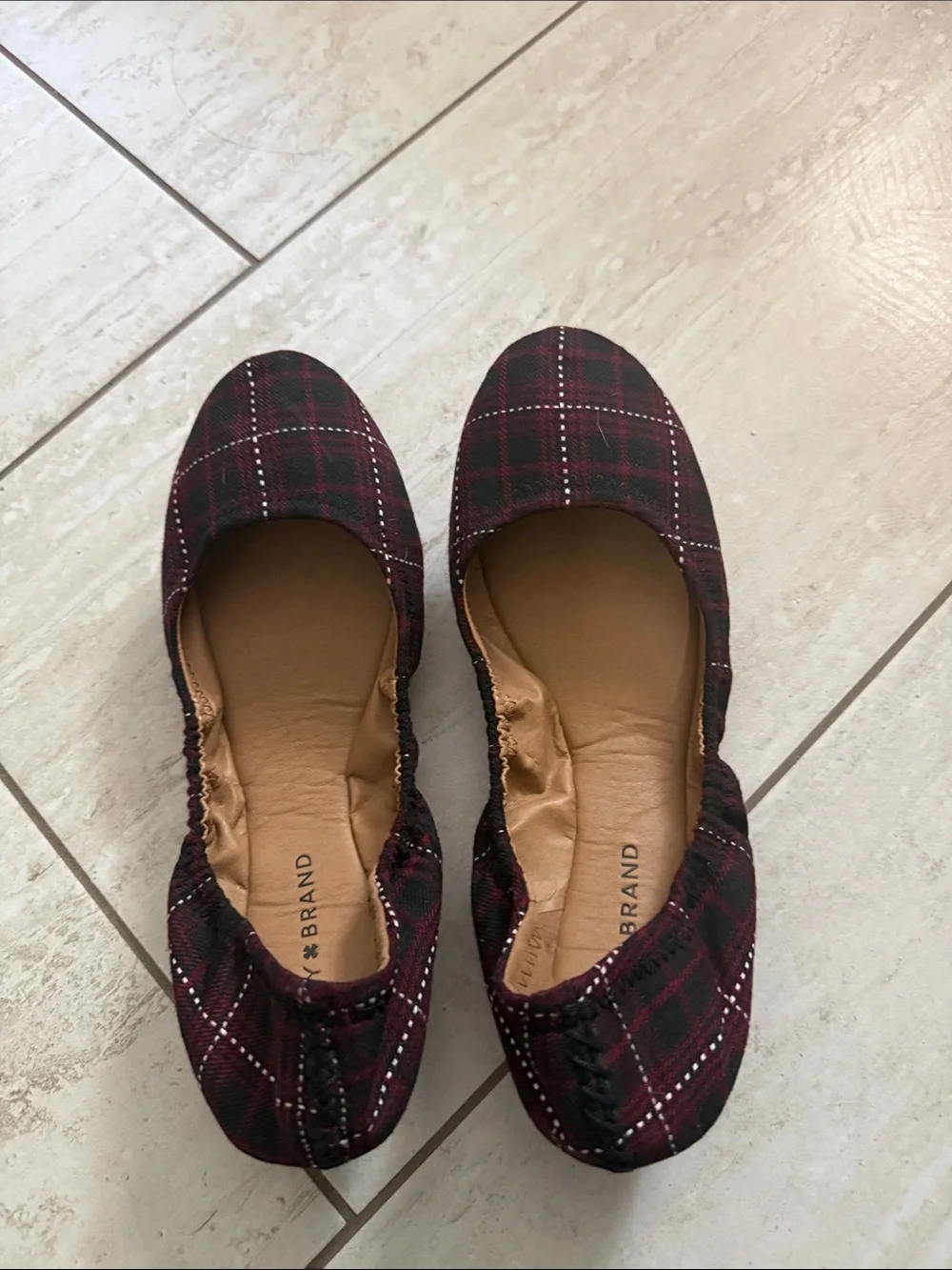 Lucky Brand Women's Burgundy Plaid Ballet Flats..size 9.5M